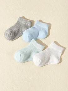4pairs Baby Mesh Solid Socks - Multicolor - View 2