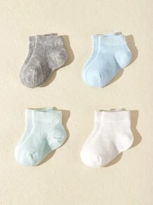 4pairs Baby Mesh Solid Socks - Multicolor - View 3