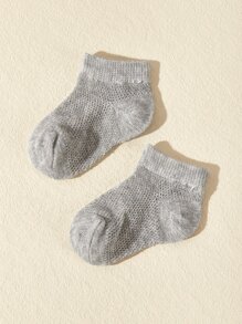 4pairs Baby Mesh Solid Socks - Multicolor - View 8
