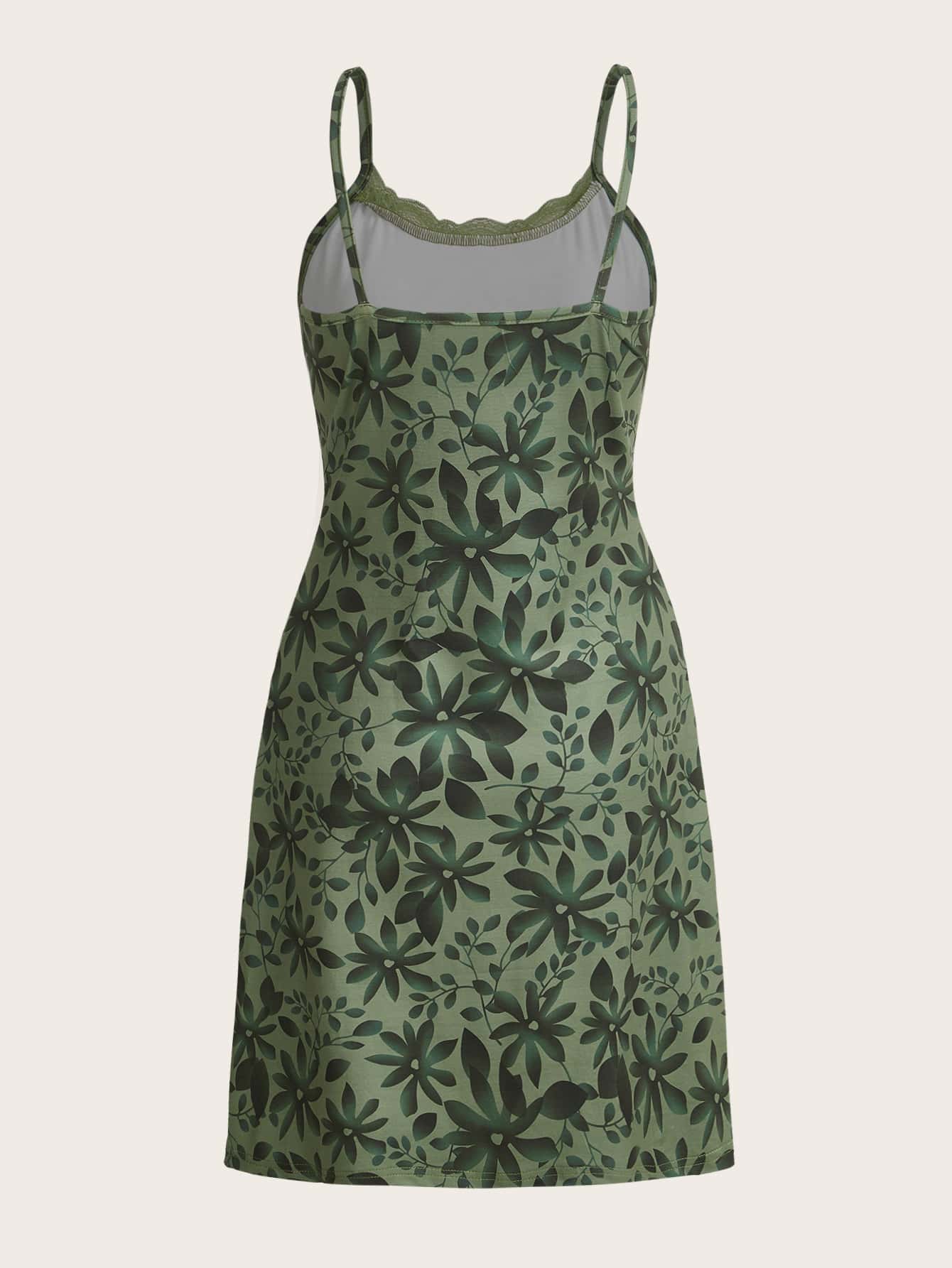 Is That The New Goth Floral Print Contrast Lace Cami Dress ??| ROMWE
