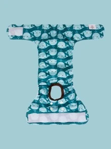 1pc Cartoon Dolphin Print Pet Sanitary Pants - Blue - View 2