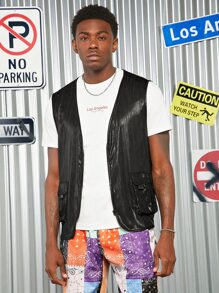 Manfinity Men Flap Pocket Metallic Vest Jacket - Black - View 1