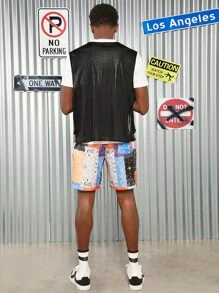 Manfinity Men Flap Pocket Metallic Vest Jacket - Black - View 6