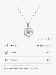 S925純銀聰明閃亮奢華吊墜項鍊帶發亮的方晶鋯石,適用於女性婚禮或者訂婚首飾類