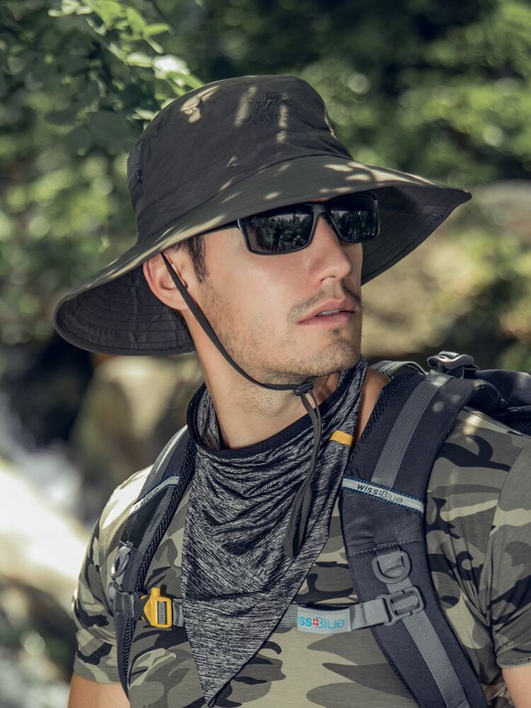 Men Solid Bucket Hat - Black - View 2