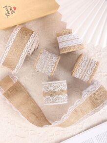 1卷蕾絲裝飾禮品包裝絲帶用於DIY工藝裝飾粗麻布絲帶婚禮派對裝飾 - 彩色 - 查看 1