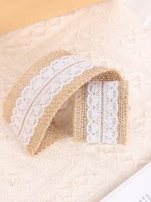 1卷蕾絲裝飾禮品包裝絲帶用於DIY工藝裝飾粗麻布絲帶婚禮派對裝飾 - 彩色 - 查看 2