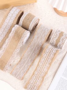 1卷蕾絲裝飾禮品包裝絲帶用於DIY工藝裝飾粗麻布絲帶婚禮派對裝飾 - 彩色 - 查看 8