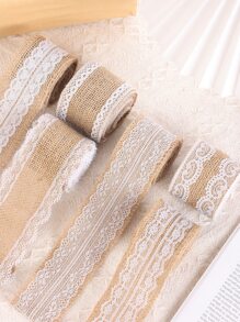 1卷蕾絲裝飾禮品包裝絲帶用於DIY工藝裝飾粗麻布絲帶婚禮派對裝飾 - 彩色 - 查看 9