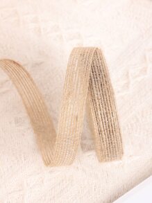 1卷普通禮品包裝絲帶粗麻布條DIY工藝裝飾用於婚禮派對 - 卡其色 - 查看 2