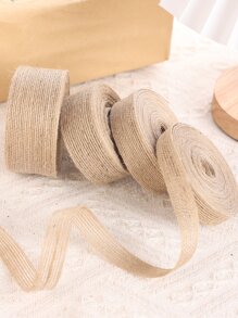 1卷普通禮品包裝絲帶粗麻布條DIY工藝裝飾用於婚禮派對 - 卡其色 - 查看 1