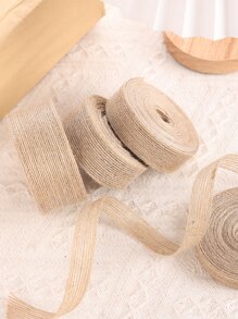 1卷普通禮品包裝絲帶粗麻布條DIY工藝裝飾用於婚禮派對 - 卡其色 - 查看 6