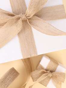 1卷普通禮品包裝絲帶粗麻布條DIY工藝裝飾用於婚禮派對 - 卡其色 - 查看 3