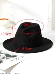 Wide Brim Fedora Hat - Black - View 4