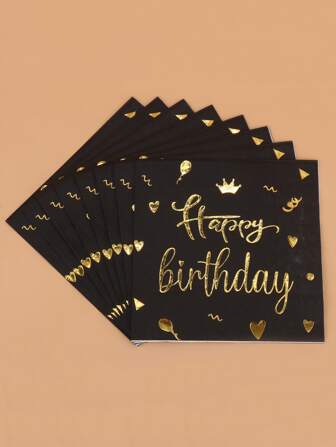 10 piezas de servilletas desechables con gráfico de eslogan, servilletas de papel para fiestas de cumpleaños, Navidad