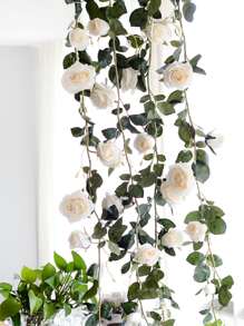 1 dây hoa nhân tạo, vòng hoa nhân tạo bằng nhựa hiện đại cho gia đình - trắng - Xem 1