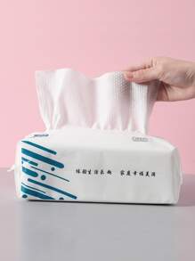 100 piezas/1 paquete de toallas desechables para la cara, toalla de tela no tejida para viajes, hogar - Blanco - Ver 1