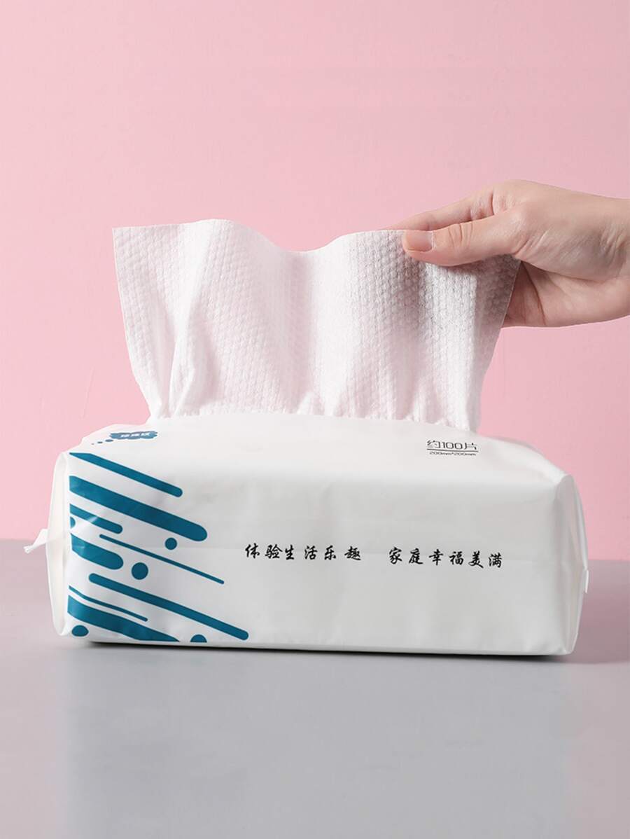 100 piezas/1 paquete de toallas desechables para la cara, toalla de tela no tejida para viajes, hogar - Blanco - Ver 1