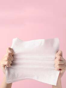 100 piezas/1 paquete de toallas desechables para la cara, toalla de tela no tejida para viajes, hogar - Blanco - Ver 2