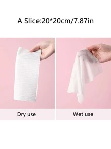 100 piezas/1 paquete de toallas desechables para la cara, toalla de tela no tejida para viajes, hogar - Blanco - Ver 4