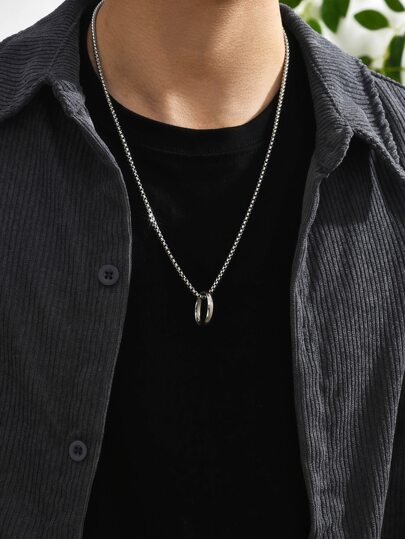 1入組男士戒指吊坠項鍊,不銹鋼首飾類