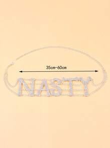 Rhinestone Letter Decor Choker Classy - Silver - View 3