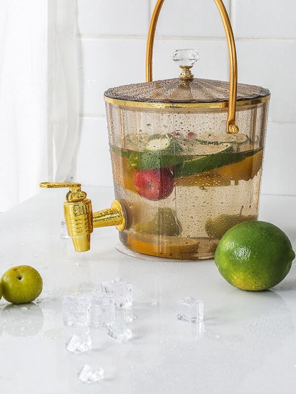 1pc Plastic Ice Bucket With Lid, Minimalist Clear Ice Bucket For Bar