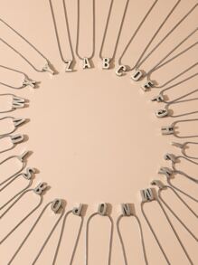 1入組字母墜飾項鍊,不銹鋼首飾類 - 銀色 - 查看 1