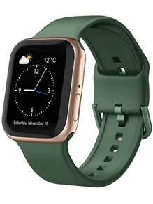 St.Siabe 1 件男女时尚运动单色硅胶手表带兼容 表带 38 毫米 40 毫米 41 毫米 45 毫米 44 毫米 42 毫米 49 毫米皮带，柔软舒适透气腕带替换表带，兼容 Ultra 系列 SE/9/8/7/6/5/4/3/2/1 手链配件 - 綠色 - 查看 1