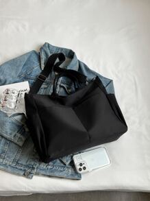 時尚大容量女士手提袋、單肩包、斜挎包、手提包、電腦背包,多口袋設計 - 黑色 - 查看 5