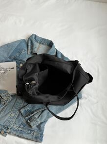 時尚大容量女士手提袋、單肩包、斜挎包、手提包、電腦背包,多口袋設計 - 黑色 - 查看 6