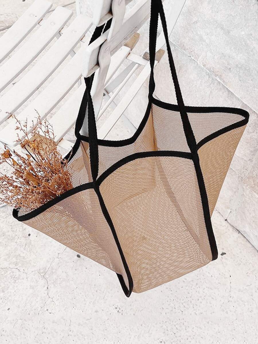 撞色滾邊海灘包 - 彩色 - 查看 1