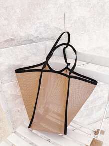 撞色滾邊海灘包 - 彩色 - 查看 2