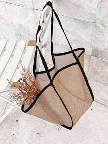 撞色滾邊海灘包 - 彩色 - 查看 3