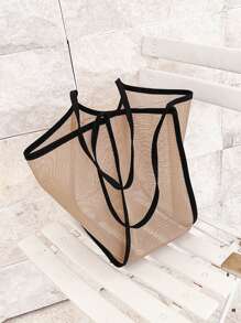 撞色滾邊海灘包 - 彩色 - 查看 4