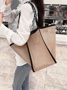 撞色滾邊海灘包 - 彩色 - 查看 5