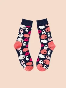 Cartoon Sheep Pattern Crew Socks - Multicolor - View 2