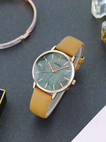 圓形指針石英手錶 - 玫瑰金 - 查看 1