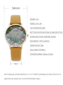 圓形指針石英手錶 - 玫瑰金 - 查看 3