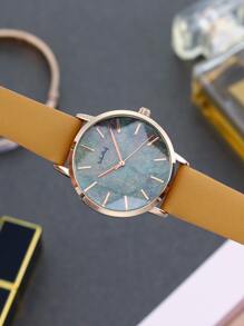 圓形指針石英手錶 - 玫瑰金 - 查看 5