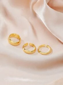 18kgp 3合1時尚素戒指適用於女士,1.7cm可調節 - 金色 - 查看 2