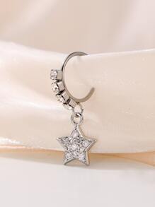 Rhinestone Star Decor Nose Ring - Silver - View 2