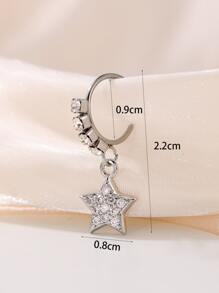 Rhinestone Star Decor Nose Ring - Silver - View 4