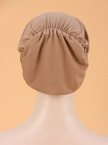 1頂條紋針織帽子 - 卡其色 - 查看 2