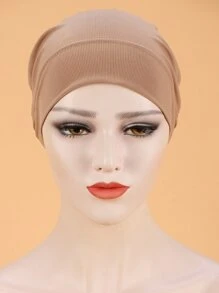 1頂條紋針織帽子 - 卡其色 - 查看 4