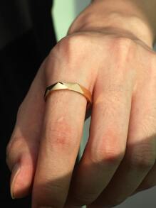 Anillo minimalista de moda y popular para hombres de acero inoxidable para regalo de joyería y para una apariencia elegante - Dorado - Ver 1