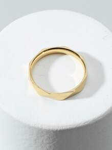 Anillo minimalista de moda y popular para hombres de acero inoxidable para regalo de joyería y para una apariencia elegante - Dorado - Ver 3
