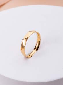 Anillo minimalista de moda y popular para hombres de acero inoxidable para regalo de joyería y para una apariencia elegante - Dorado - Ver 4