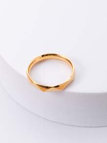 Anillo minimalista de moda y popular para hombres de acero inoxidable para regalo de joyería y para una apariencia elegante - Dorado - Ver 5