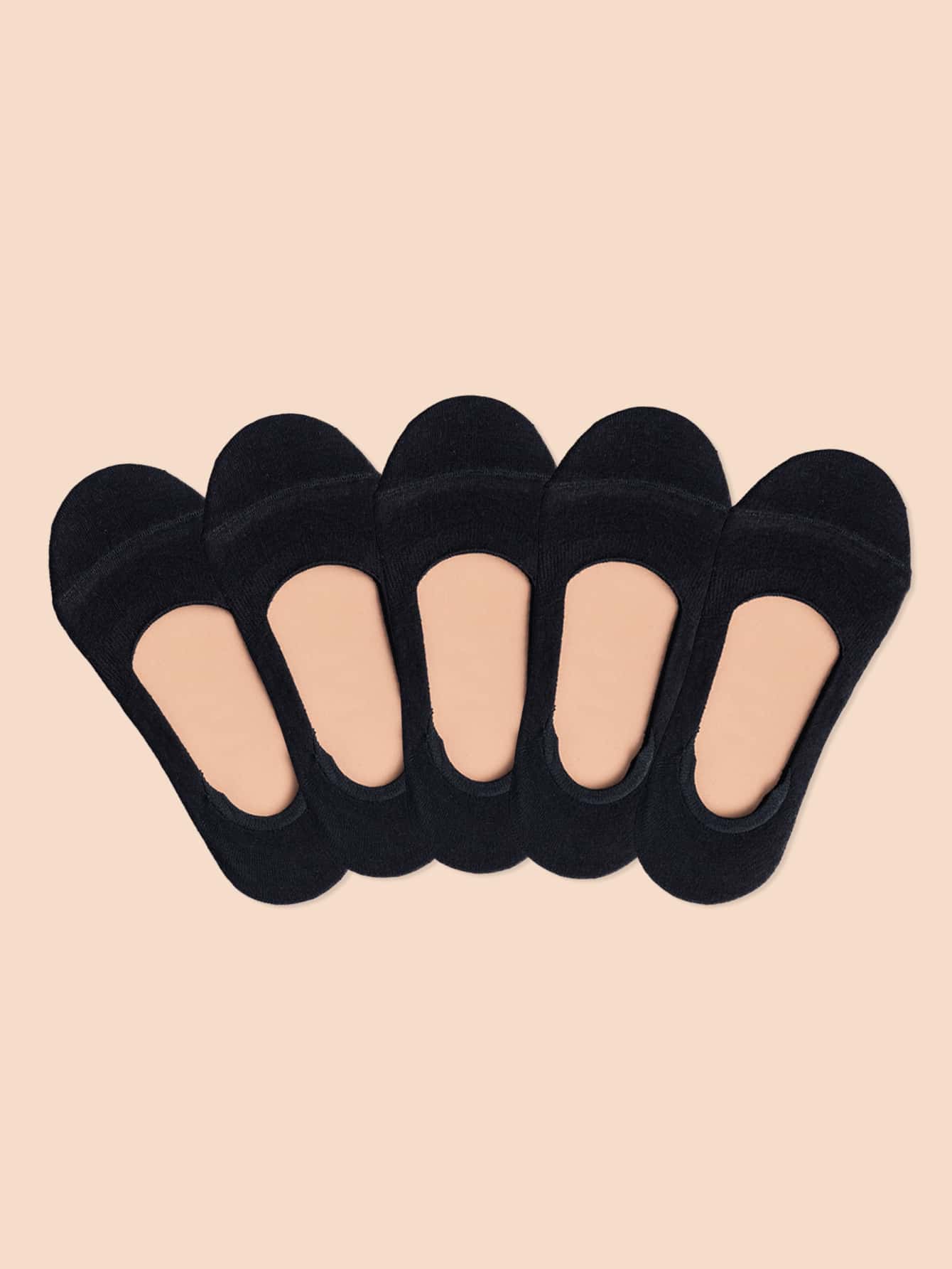 5雙素色隱形襪 - 黑色 - 查看 1